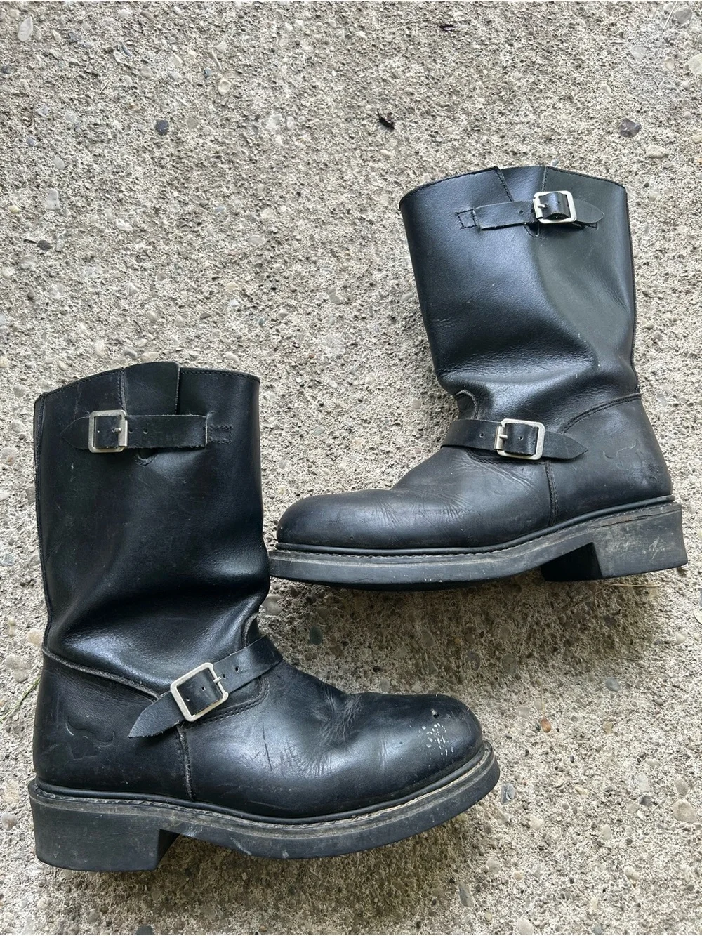 Texas steer Black Leather Engineer Boots - Men's Classic Motorcycle Sz 10 M